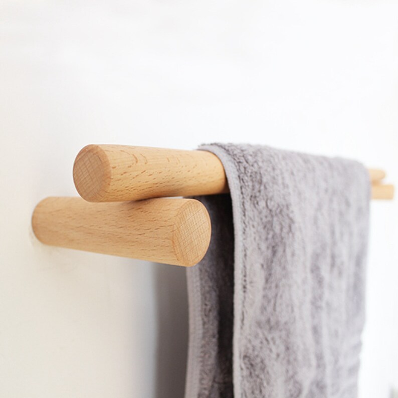 Modern Bathroom Kitchen Wood Towel Rack Minimalist Wooden - Etsy