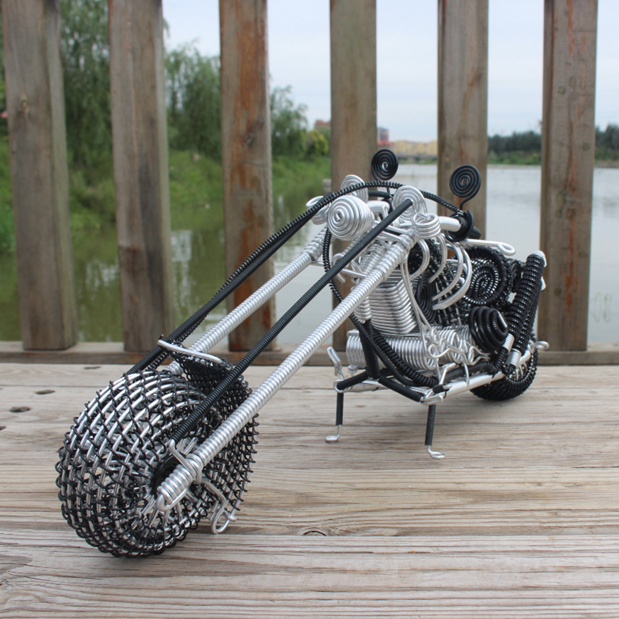 Metal motorcycle statue sculpture decor Modern motorcycle Etsy
