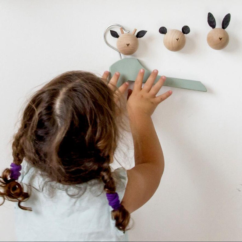 Animal Wall Hooks for Kids Modern Children Coat Hook Wooden Etsy