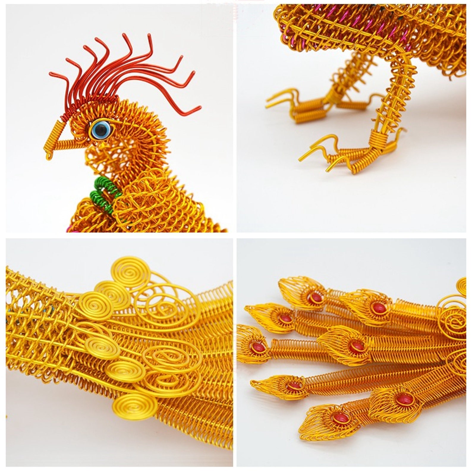 Peacock Statue Gifts Wire Art Sculpture Decor Bird Figurines Etsy