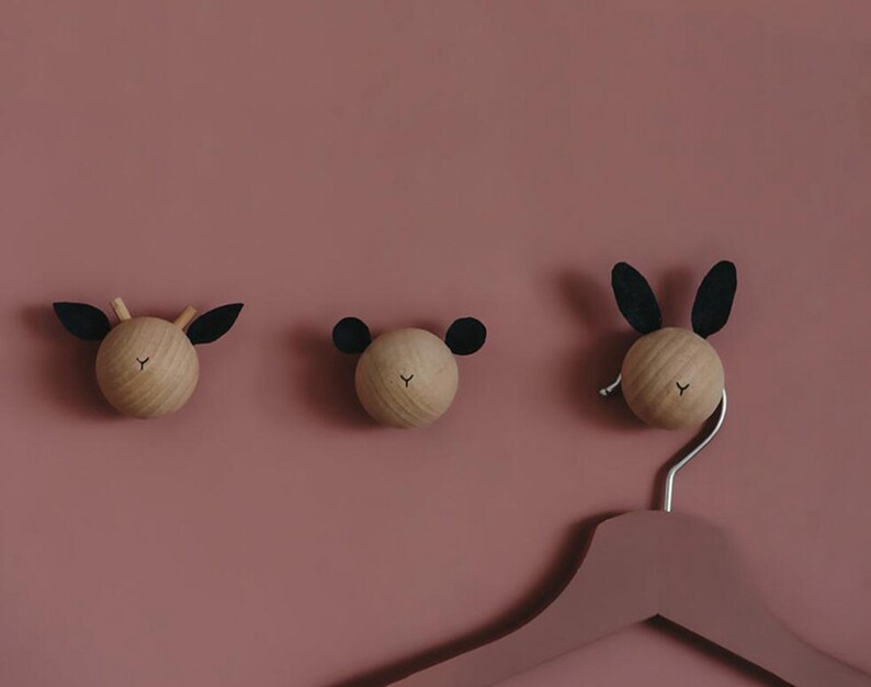 Animal Wall Hooks for Kids Modern Children Coat Hook Wooden Etsy