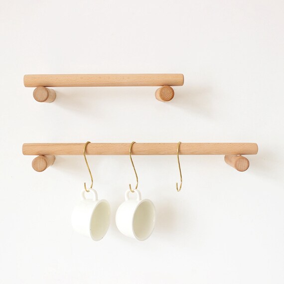 Modern Bathroom Kitchen Wood Towel Rack, Minimalist Wooden Towel