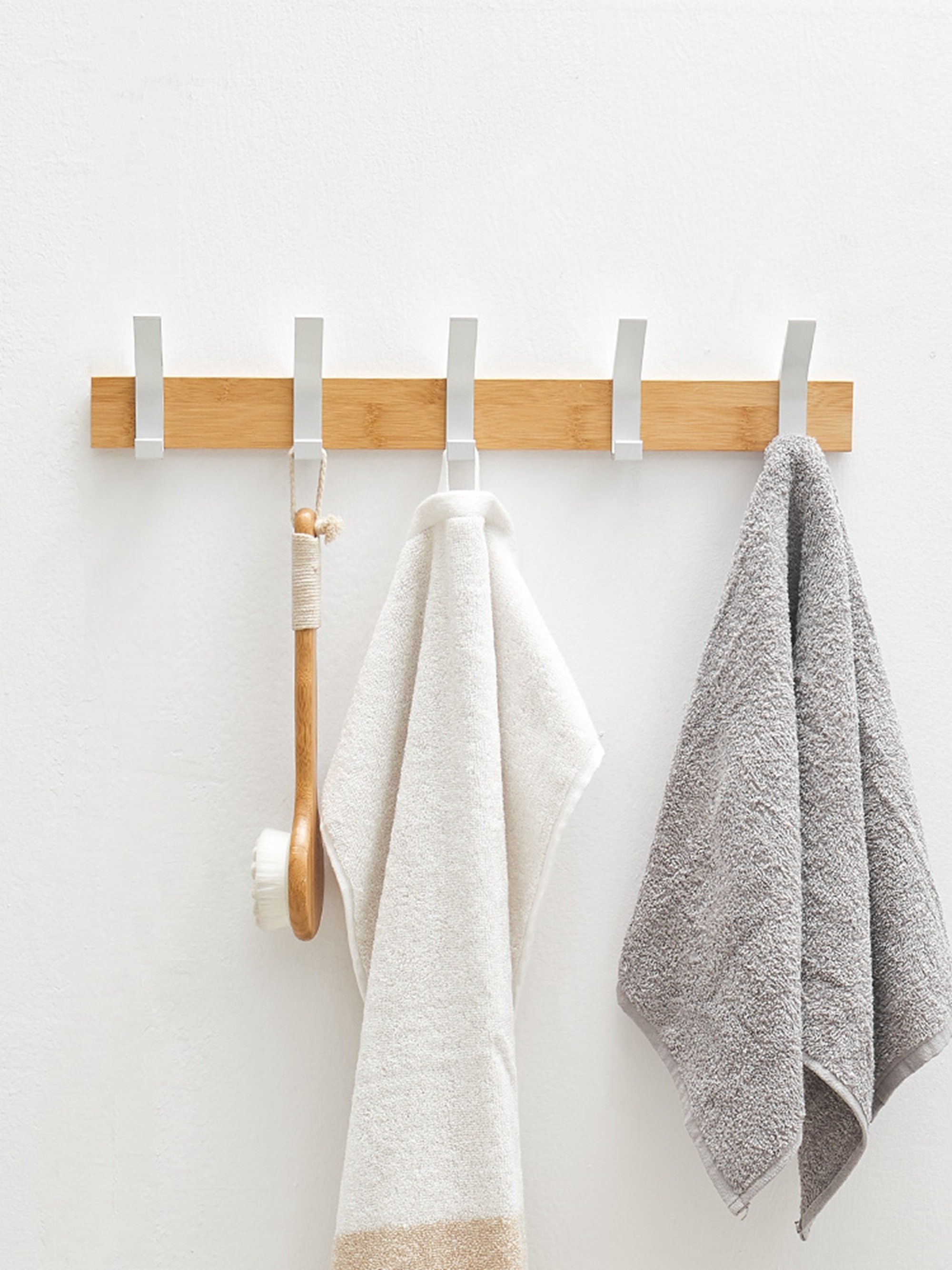 Modern wood coat rack wall mount Entryway hallway metal wall Etsy