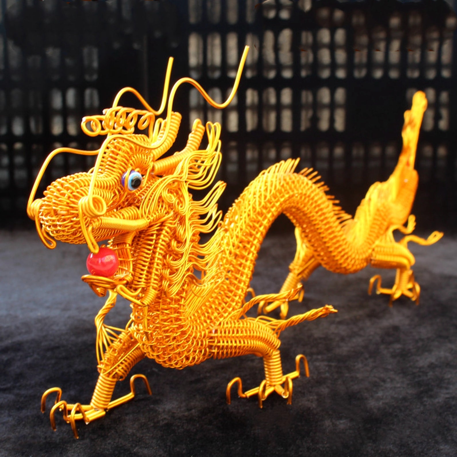 Gold metal dragon statue sculpture decor Wire sculpture art Etsy