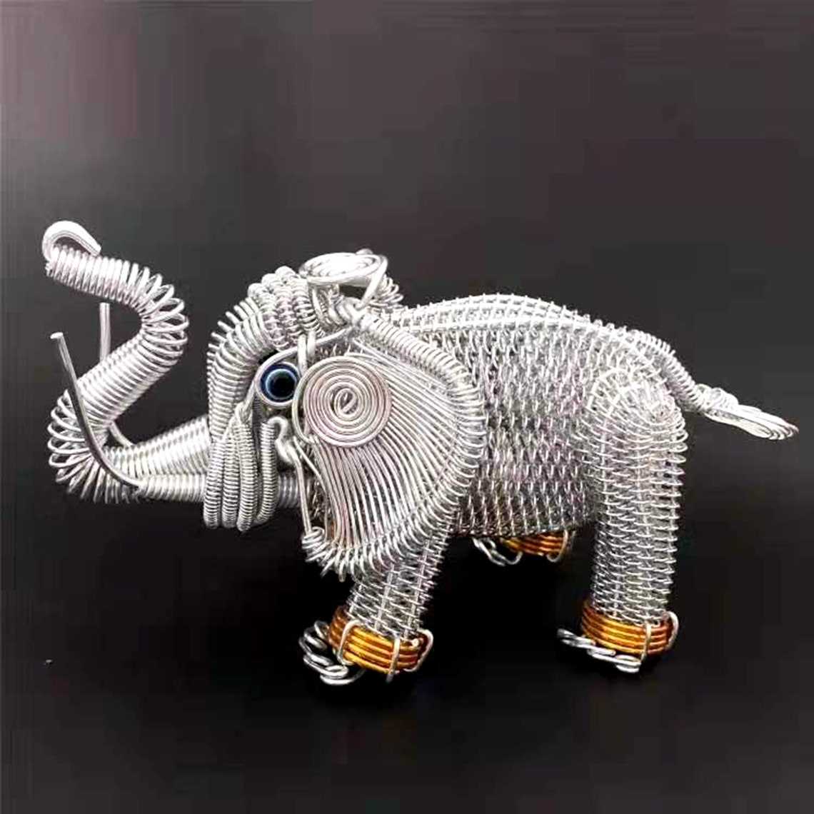 Metal Elephant Statue Wire Art Sculpture Decor White - Etsy