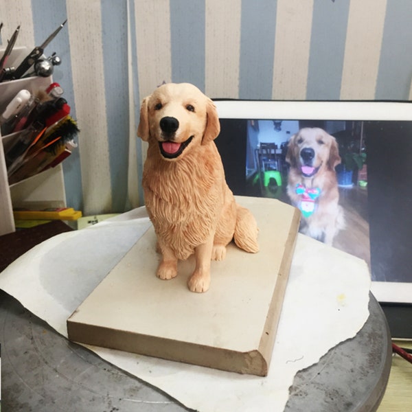 Custom pet statue sculpture, Wedding cake topper figurines with dog, Bird and animal figurines, Cat loss gifts, Personalized 3D clay figure