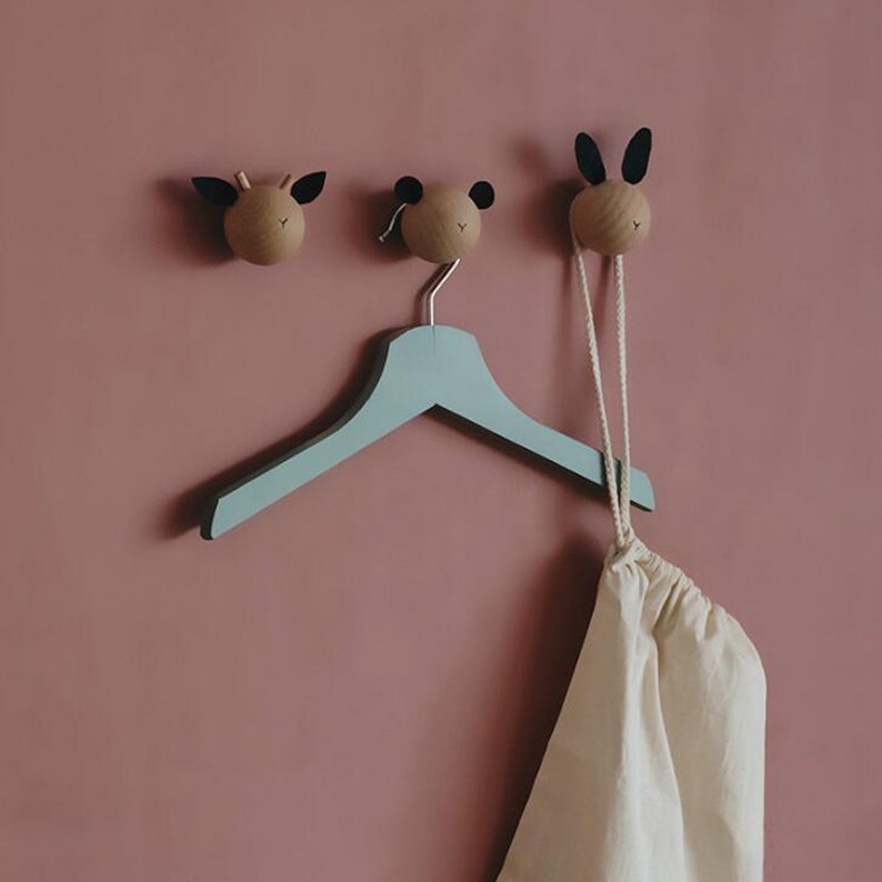 Animal Wall Hooks for Kids Modern Children Coat Hook Wooden Etsy