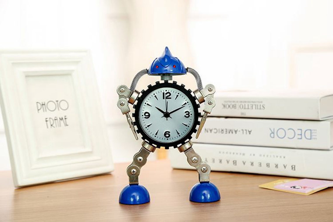 Metal robot alarm clock Desk digital clock Kids girl boys Etsy