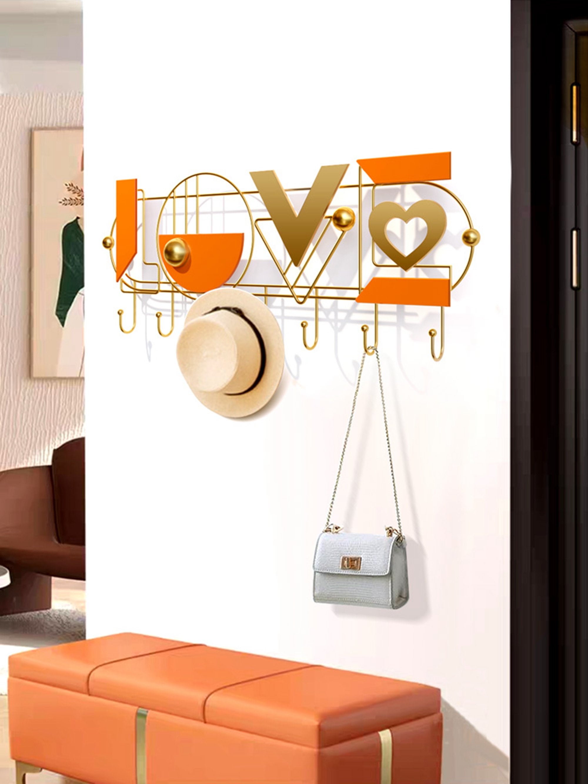 Rustic Coat Hanger Wall Mount Golden Retro Entryway Wall Coat Etsy