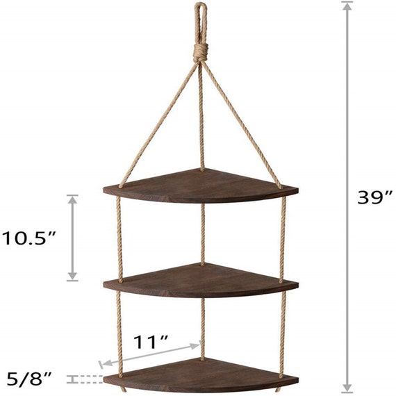 Mensola angolare galleggiante in legno, Mensole angolari rustiche in legno,  Appendiabiti per interni, Mensola moderna, Mensola per piante da parete -   Italia