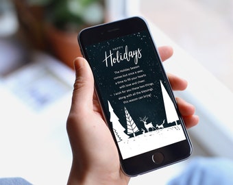 Digital Holiday / Christmas card / Social Media Background - Happy Holidays classic snow scene design