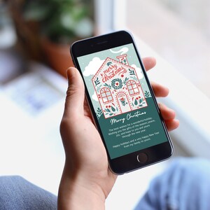 Vacaciones digitales / Tarjeta de Navidad / Fondo de redes sociales - Fun Gingerbread house design