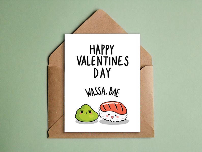 Wassa-bae Sushi Inspired Valentines Day Card - Etsy
