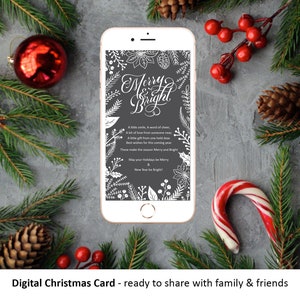 Tarjeta digital de vacaciones / fondo de redes sociales - Merry & Bright Grey