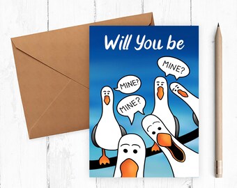 Finding Nemo Inspired Valentines Day card - Fun Will you be MINE hand drawn digital print ready card