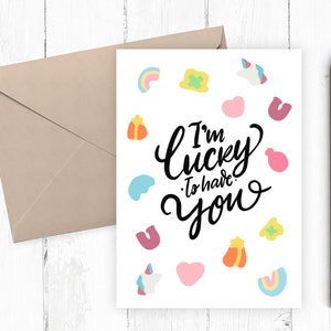 Tengo suerte de tenerte-Tarjeta del día de San Valentín Lucky Charms