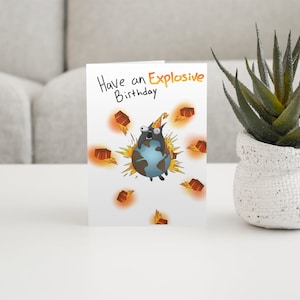 Exploding Kittens Funny Happy Birthday Card - Etsy