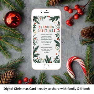 Vacaciones digitales / tarjeta de Navidad / fondo de redes sociales - Seasons Greetings diseño colorido