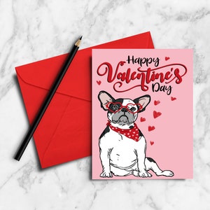 Französische Bulldogge Frenchie Liebe - Süße glückliche Valentinstag digitale PDF download Valentinstag Karte