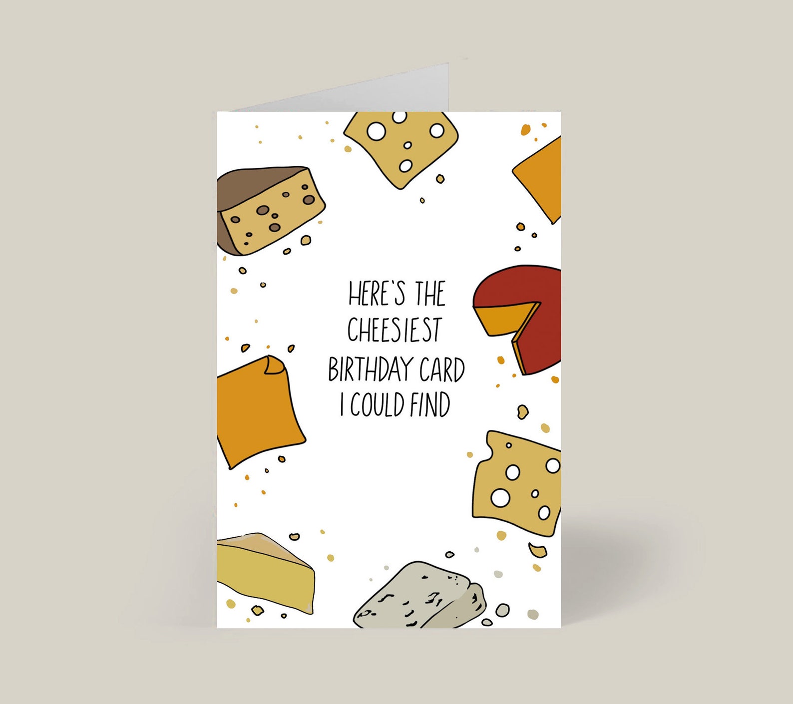 Digital Card - Funny Cheese Pun Birthday Card - Hand-drawn Digital File ...