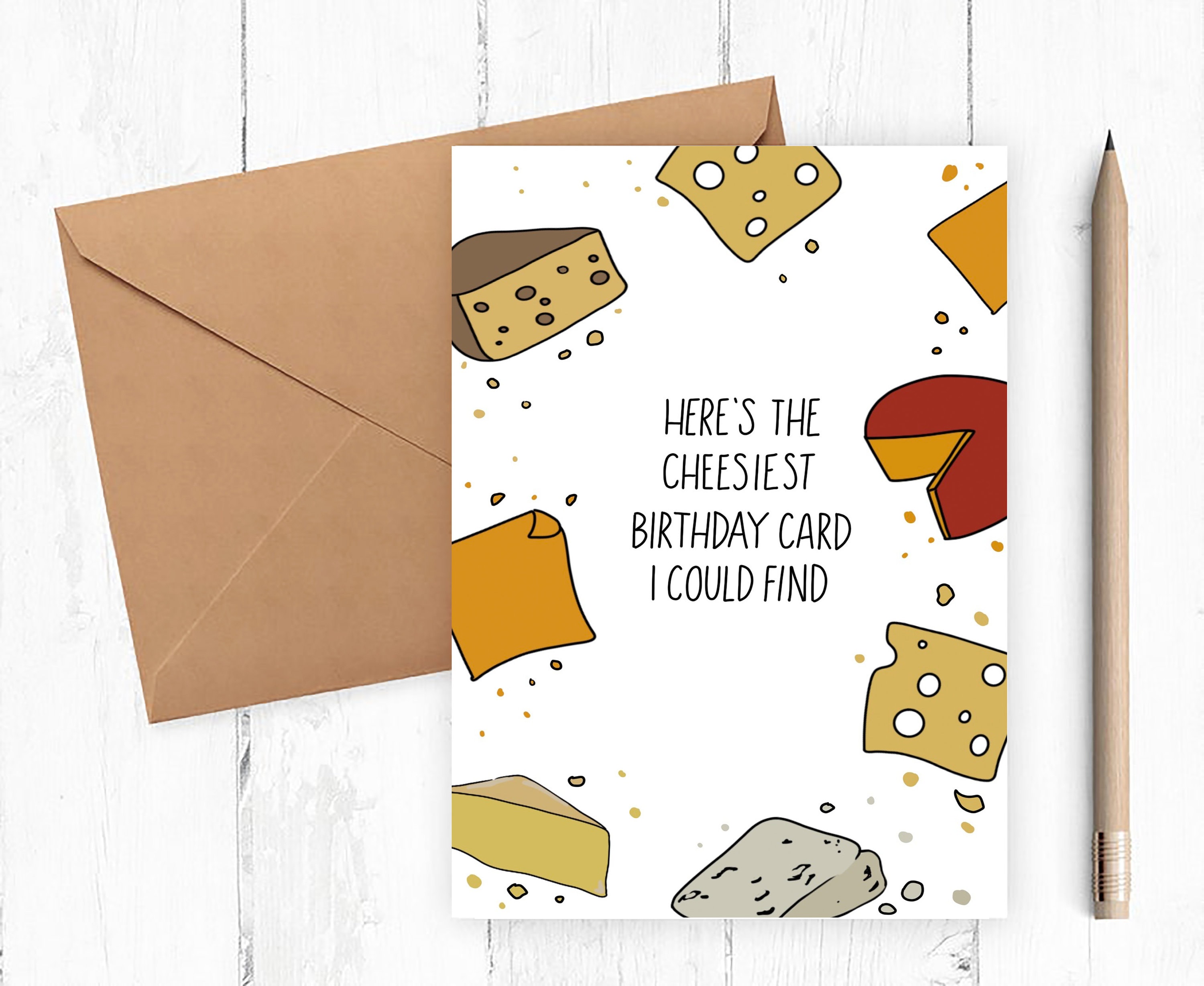 Digital Card - Funny Cheese Pun Birthday Card - Hand-drawn Digital File ...