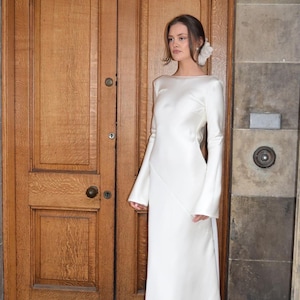 Made-to-Measure Long Sleeve Silk Slip Dress: Corset Back, Custom Color (Share reference image via DM)