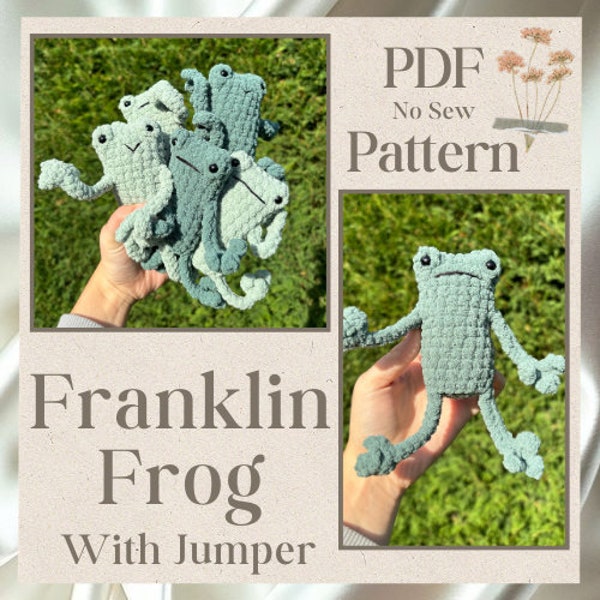 Leggy Frog With Jumper Cute Crochet Pattern No Sew PDF Download ONLY