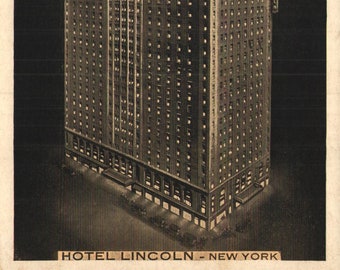 Vintage Pre-Linen Postcard The Hotel Lincoln NYC New York 1930s