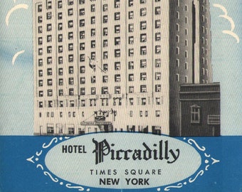 Vintage Chrome Postcard Hotel Piccadilly Time Square NYC New York 1960s
