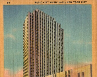 Vintage Linen Postcard Radio City Music Hall NYC New York 1934