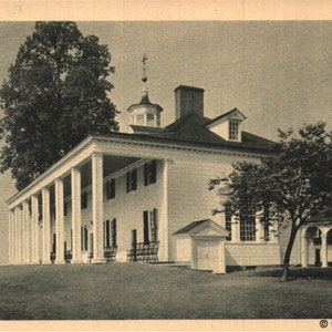 Postal vintage de lino The Mount Vernon Mansion East Front Mount Vernon Virginia 1938