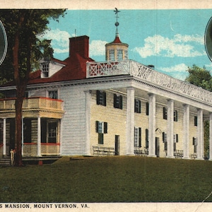 vintage Pre-Linen Postcard Washington’s Mansion Mount Vernon Virginie années 1920