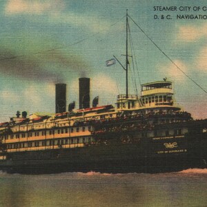 Vintage Leinen Postkarte Steamer City von Cleveland III Postkarte 1940er Jahre D&C Navigation Company