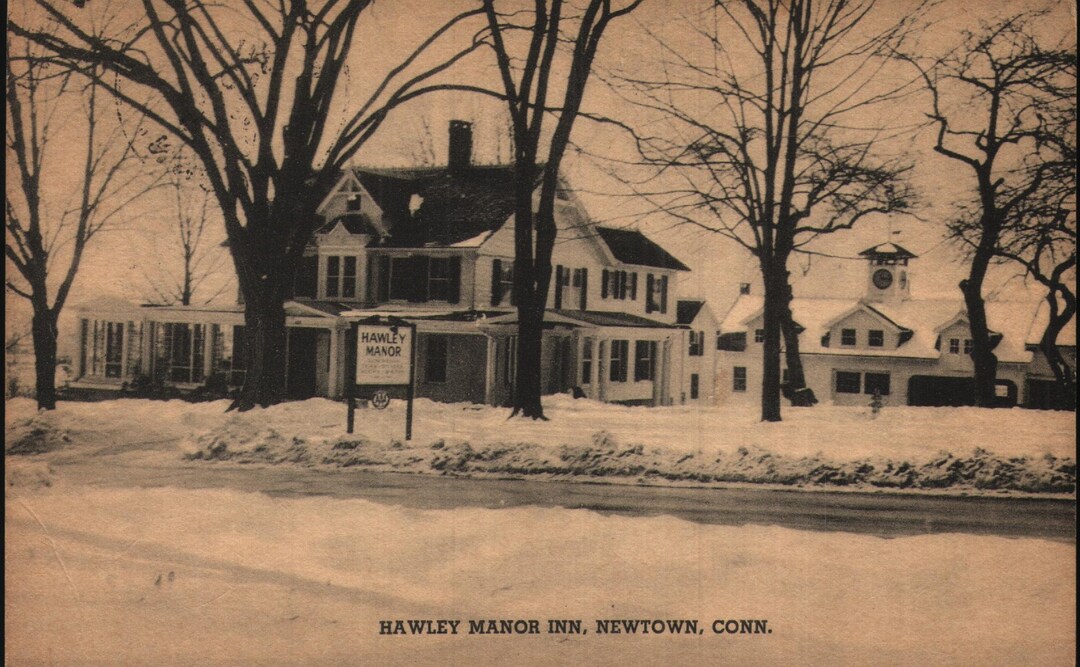 Vintage Linen Postcard Hawley Manor Inn Newtown Connecticut Etsy