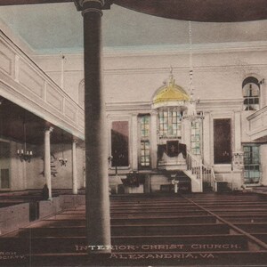 Vintage Postkarte Interior Christ Church Alexandria Virginia 1940er Jahre Handfarben