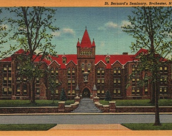 Vintage Linen Postcard St. Bernard's Seminary Rochester New York 1941