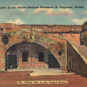 Vintage Linen Postcard The Arch at Castillo de San Marcos National Monument St Augustine Florida 1950s