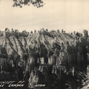 vintage Real Photo Carte postale Sunset Point Bryce Canyon Utah C-116 Brillant