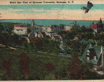 Vintage Pre-Linen Postcard Bird's Eye View of Syracuse University Syracuse New York 1920s Aerial