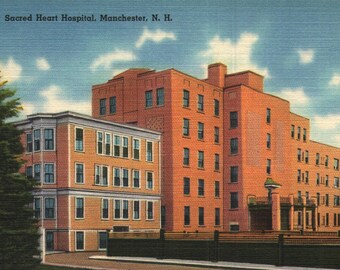 Vintage Linen Postcard Sacred Heart Hospital Manchester New Hampshire 1940s