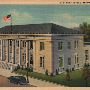 Vintage biancheria da cartolina US ufficio postale Bloomington Illinois 1934