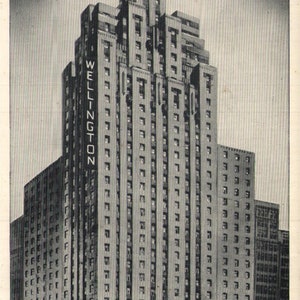 Vintage Chrome Postcard Hotel Wellington 7th Avenue at 55th Street New York City 1940s Black and White
