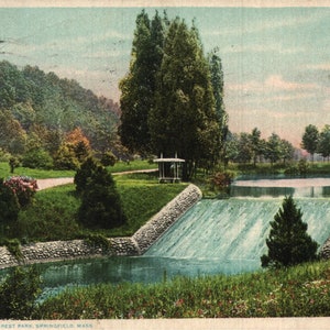 Vintage Pre-Linen Postcard Cascades in Forest Park Springfield Massachusetts 1908