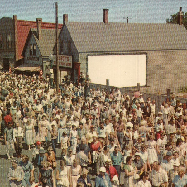 Vintage Chrome Postcard Lobster Festival Time at Rockland Maine 1950s