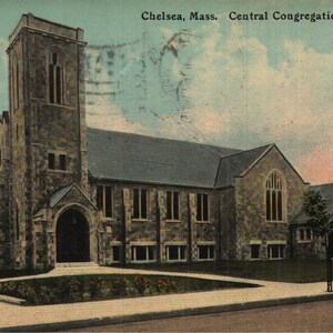 Vintage Pre-Linen Postcard Central Congregational Church Chelsea Massachusetts 1910s image 1