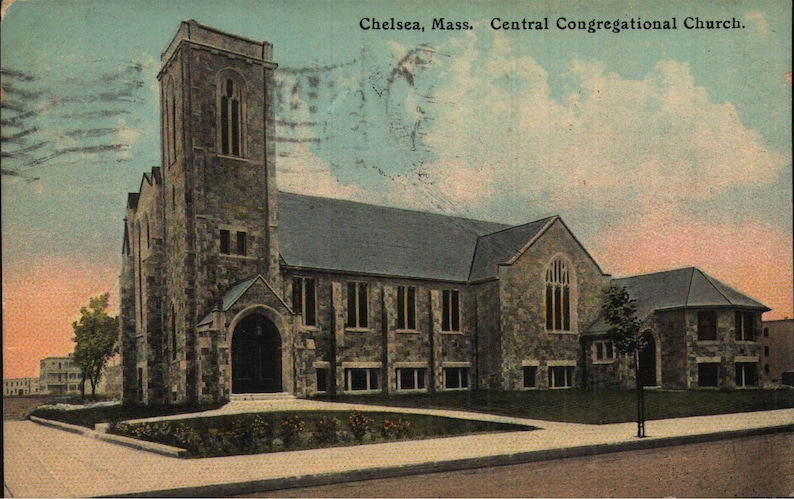 Vintage Pre-Linen Postcard Central Congregational Church Chelsea Massachusetts 1910s image 1