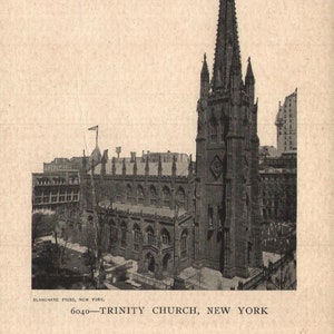Vintage Pre-Leinen Postkarte Dreifaltigkeitskirche New York City 1900er Jahre Ungeteilte Rückseite