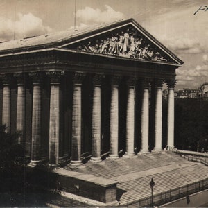Vintage Real Photo Postkarte L'Eglise de la Madeleine Paris Frankreich 1940er Jahre Deckle Edge Greff