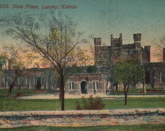 Vintage Pre-Linen Postcard State Prison Lansing Kansas 1910s