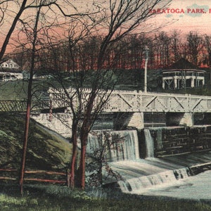 carte postale vintage Pre-Linen Saratoga Park Pottstown Pennsylvanie 1910s